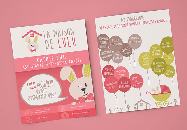 Flyer Assistante maternelle - Création de flyer par Emilie Le Béhérec Prima, Graphiste freelance dans le domaine de l'enfance