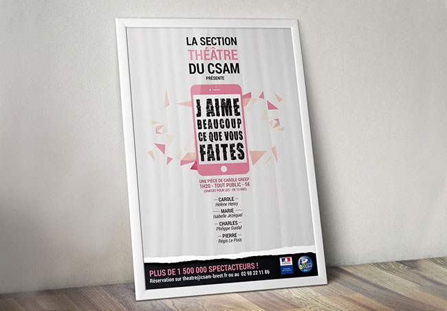 Affiche de Théatre CSAM - Création d'affiches par Emilie Le Béhérec Prima (Graphiste freelance web et print)