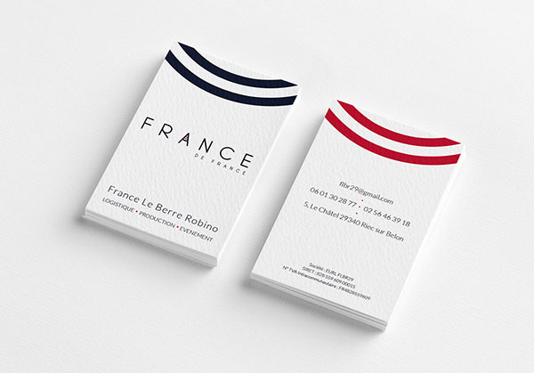 Carte de visite France de France - Réalisée par Emilie Le Béhérec Prima (Graphiste freelance web et print)