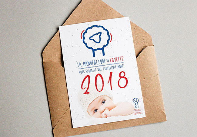 Carte de voeux La Manufacture de Layette - Création de cartes de voeux par Emilie Le Béhérec, graphiste freelance spécialisée dans le domaine de l'enfance