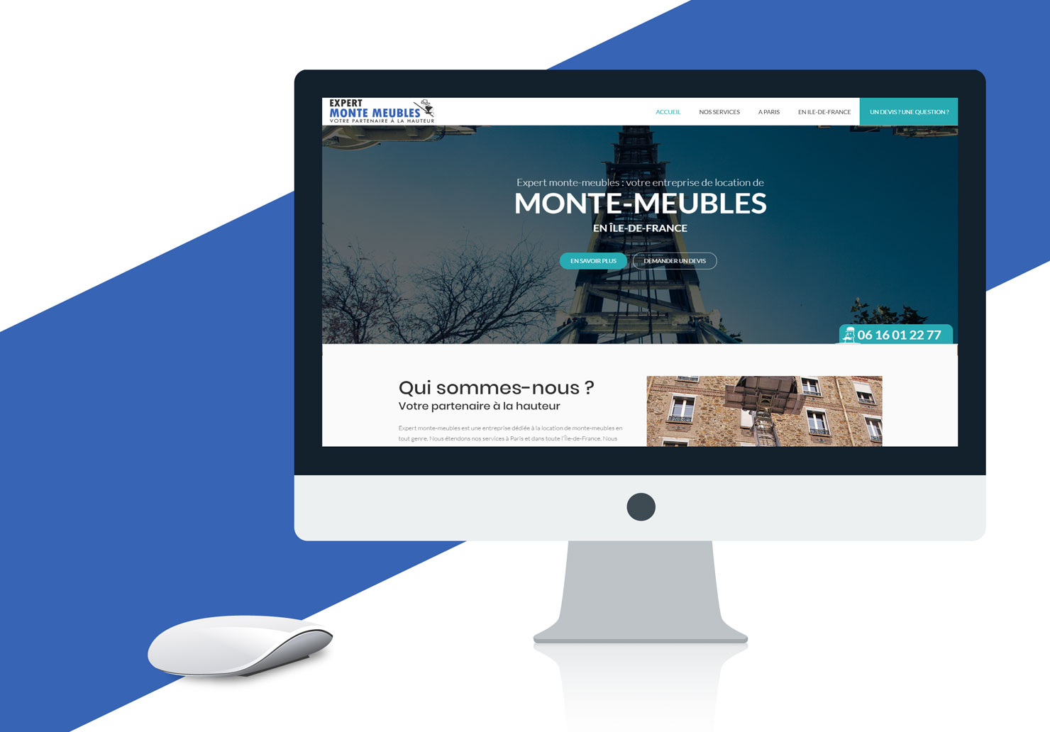Site internet Expert Monte Meubles - Création de site internet par Emilie Le Béhérec Prima (Graphiste freelance web et print)